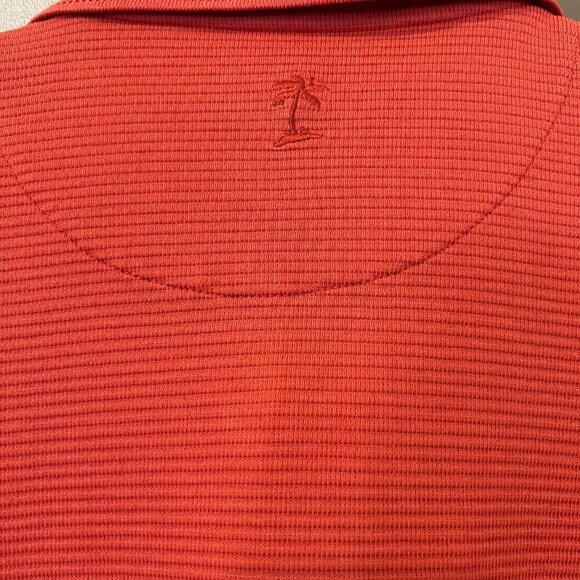 Men's Tommy Bahama Orange Ribbed Polo Shirt, short sleeve, Size XXL - Picture 7 of 11